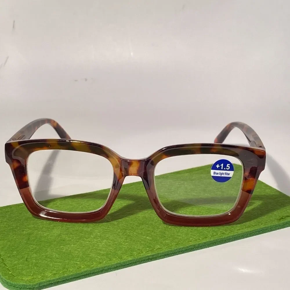 1559 Claudia Square Concave 1.5 NEW Tortoise Reading Glasses Blue Light Filter